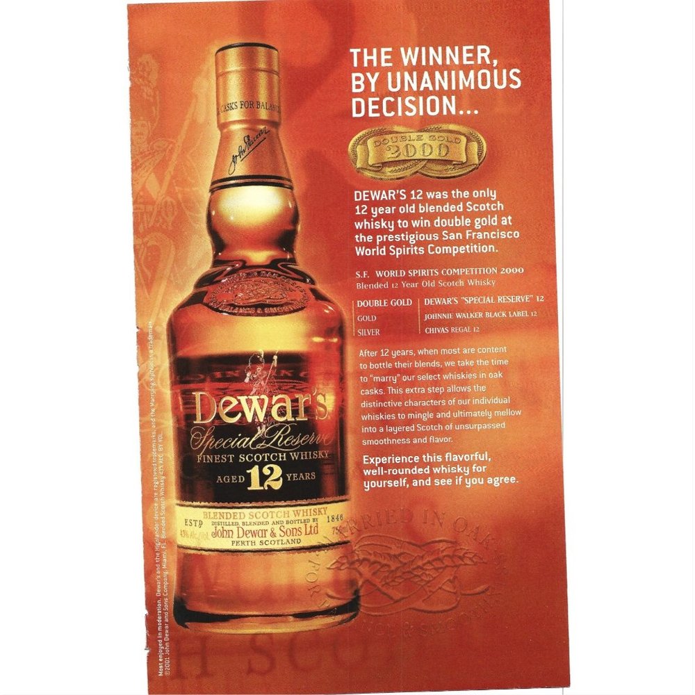 Dewar Special Reserve 12 Aged Whiskey AD 2000s Print Ad